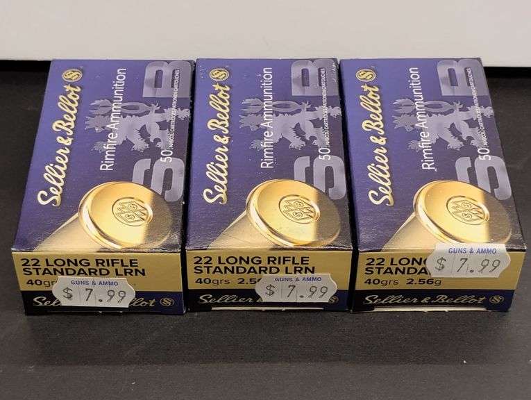 Three 50 Cartridge Boxes Sellier & Bellot 22 LR Rimfire 40gr image