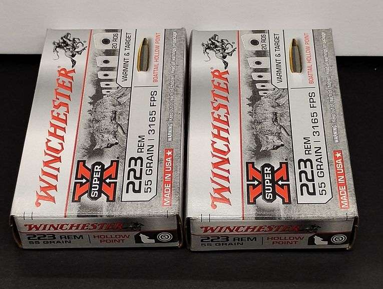 Two 20 Cartridge Boxes Winchester Super X 223 Rem. 55 Grain Boattail Hollow Point image