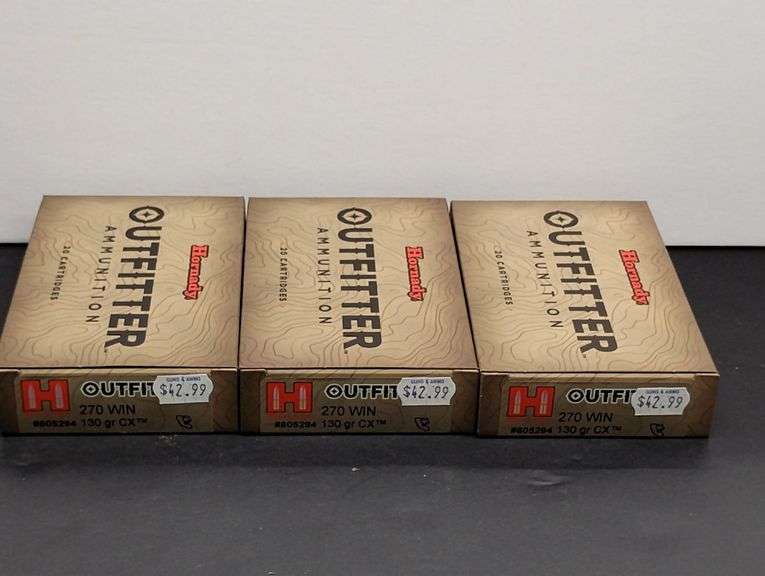 Three 20 Cartridge Boxes Hornady Outfitter 270 WIN 130 Grain CX image