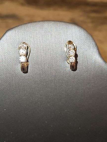 Beautiful Pr of Ladies 14K gold & diamonds earrings  total grams DIAMONDS TESTED POSITIVE USING DIAMOND SELECTOR II TESTER... image