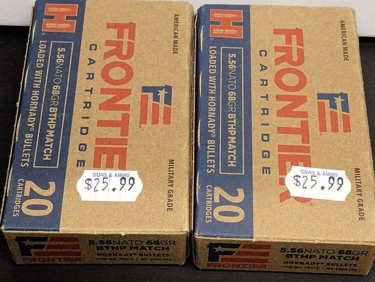 Two 20 Cartridge Boxes Frontier 5.56 NATO 68 Grain BTHP Match Loaded with Hornady Bullets image