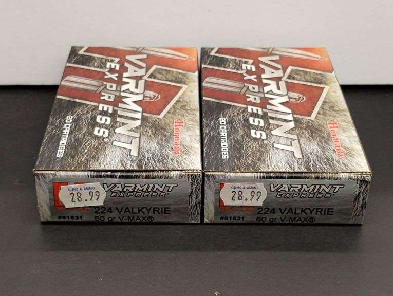 Two 20 Cartridge Boxes Hornady Varmint Express 224 Valkyrie V-Max 60 Grain image