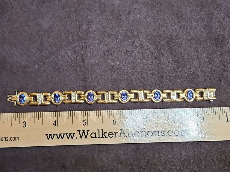 Ladies 14K gold, diamond, & tanzanite bracelet w/appraisal 31.0 total grams DIAMONDS TESTED POSITIVE USING DIAMOND SELECTOR II TESTER... image