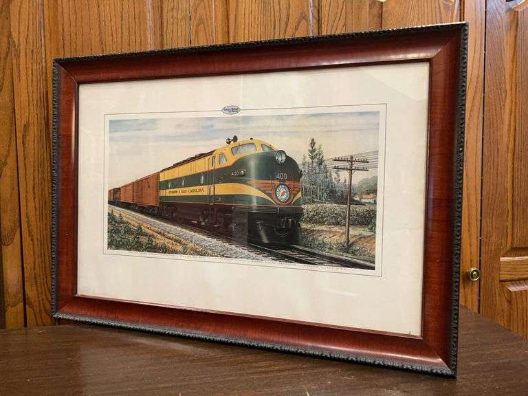 Framed Atlantic & East Carolina F2A #400 diesel locomotive print…..29-1/2 x 20-1/2 image