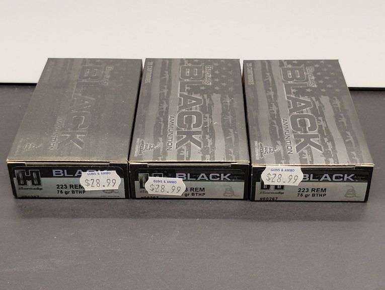 Three 20 Cartridge Boxes Hornady Black 223 Rem. 75 Grain BTHP image