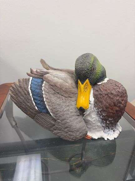 RARE Hershell Dee Moss 14” x 8” Carved Wooden Mallard Decoy Art Piece image