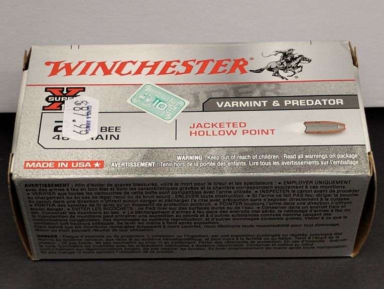 One 50 Cartridge Box Winchester Super X 218 BEE Jacketed Hollow Point 46 Grain image