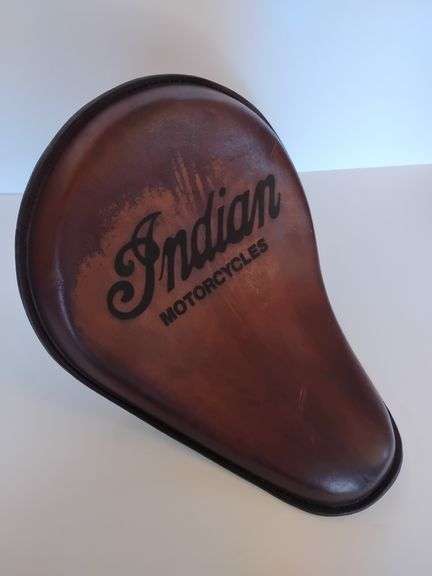 Mother Road Customs Leather Indian Bobber Solo Seat, with springs attached. New, never installed. image