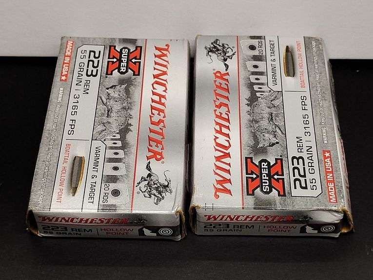 Two 20 Cartridge Boxes Winchester Super X 223 Rem. 55 Grain Boattail Hollow Point image