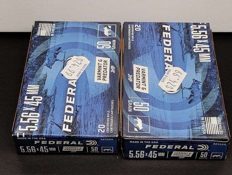 Two 20 Cartridge Boxes Federal JHP 5.56 x 45 50 Grain image