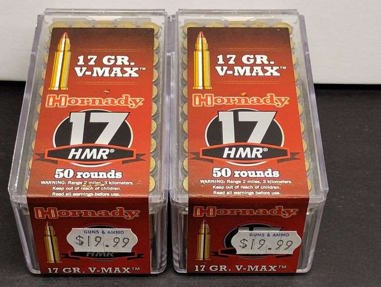 Two 50 Round Boxes Hornady 17 HMR V-Max 17 Grain image