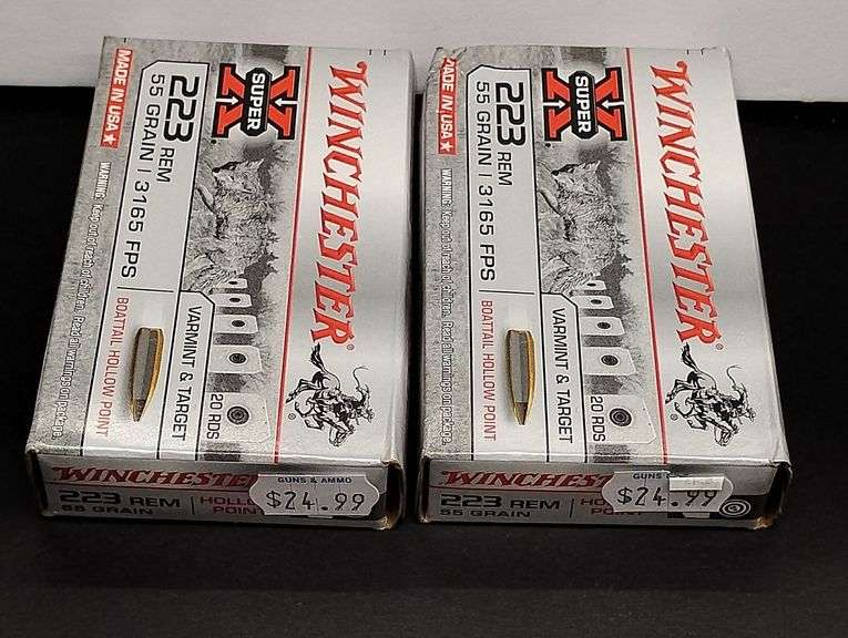 Two 20 Cartridge Boxes Winchester Super X 223 Rem. 55 Grain Boattail Hollow Point image