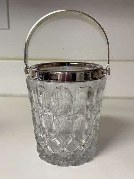 Vintage William Adams Italy Silverplate Crystal Ice Bucket…..5-1/2” tall image