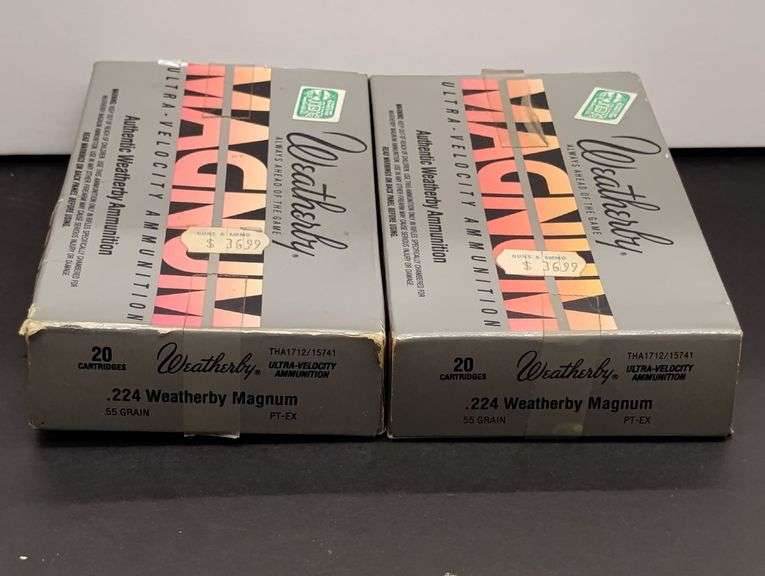 Two 20 Cartridge Boxes Weatherby Magnum .224 55 Grain image