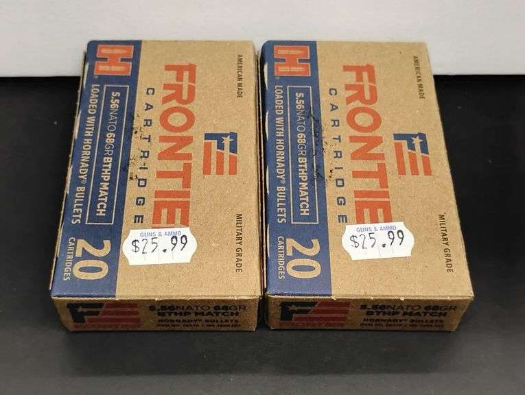 Two 20 Cartridge Boxes Frontier 5.56 NATO 68 Grain BTHP Match Loaded with Hornady Bullets image