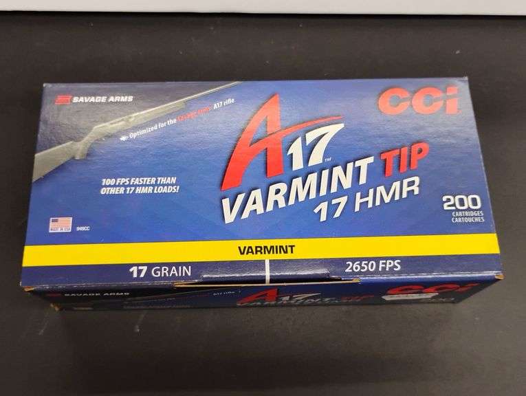 One 200 Cartridge Box CCI A17 Varmit Tip 17 HMR 17 Grain image