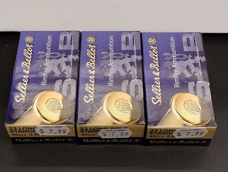Three 50 Cartridge Boxes Sellier & Bellot 22 LR Rimfire 40gr image