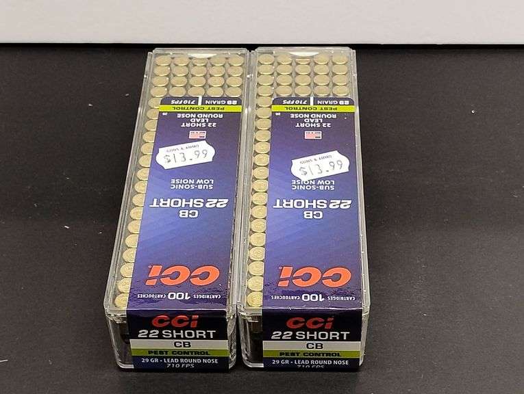 Two 100 Cartridge Boxs CCI CB 22 Short Sub-Sonic Low Noise 29gr image