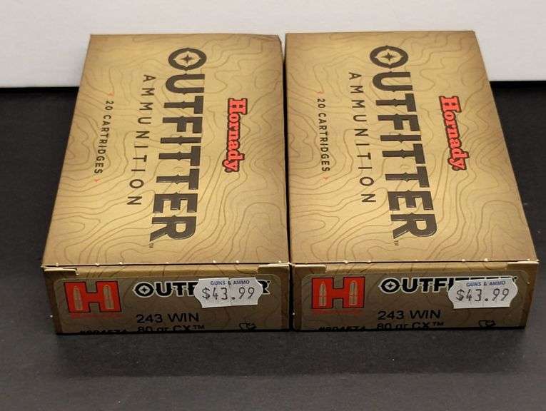 Two 20 Cartridge Boxes Hornady Outfitter 243 WIN 80 Grain CX image