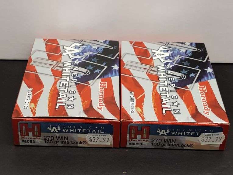 Two 20 Cartridge Boxes Hornady American Whitetail 270 WIN 130 Grain InterLock image