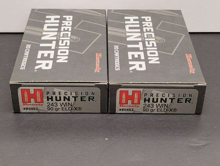 Two 20 Cartridge Boxes Hornady Precision Hunter 243 WIN 90 Grain ELD-X image