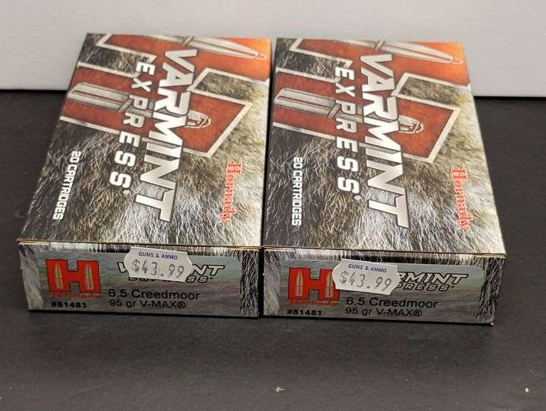 Two 20 Cartridge Boxes Hornady Varmint Express 6.5 Creedmoor 95 Grain V-MAX image