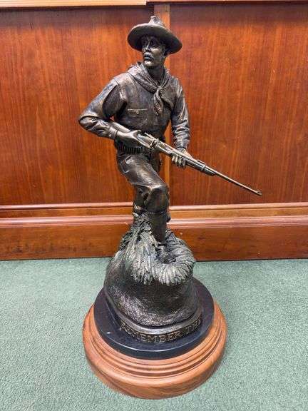 RARE Piece Set! Only 1 of 2 that Exists! “The Rough Rider” Bronze Statue by Rick Terry 2004 image