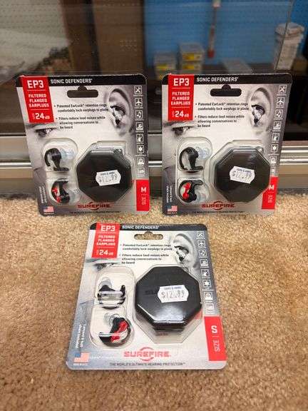 Three SureFire Sonic Defenders Filtered and Flanged Earplugs (EP3/24dB), 1-Small and 2-Medium image