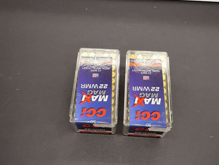 Two 50 Cartrige Boxes of CCI Maximag 22 WMR 40 Gr Total Metal Jacket image