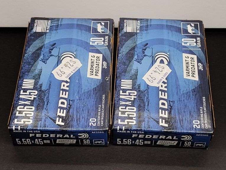 Two 20 Cartridge Boxes Federal JHP 5.56 x 45 50 Grain image