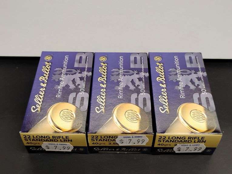 Three 50 Cartridge Boxes Sellier & Bellot 22 LR Rimfire 40gr image