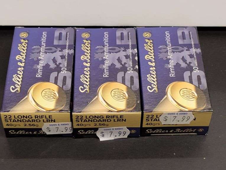 Three 50 Cartridge Boxes Sellier & Bellot 22 LR Rimfire 40gr image