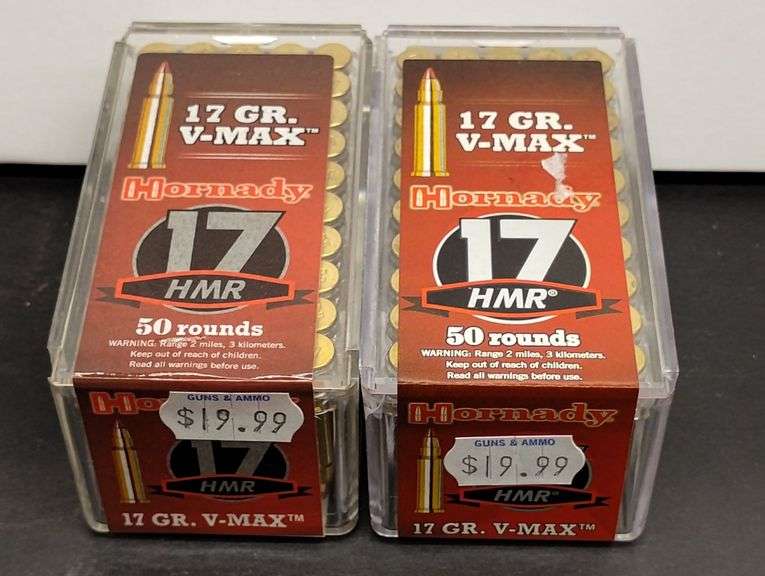 Two 50 Round Boxes Hornady 17 HMR V-Max 17 Grain image