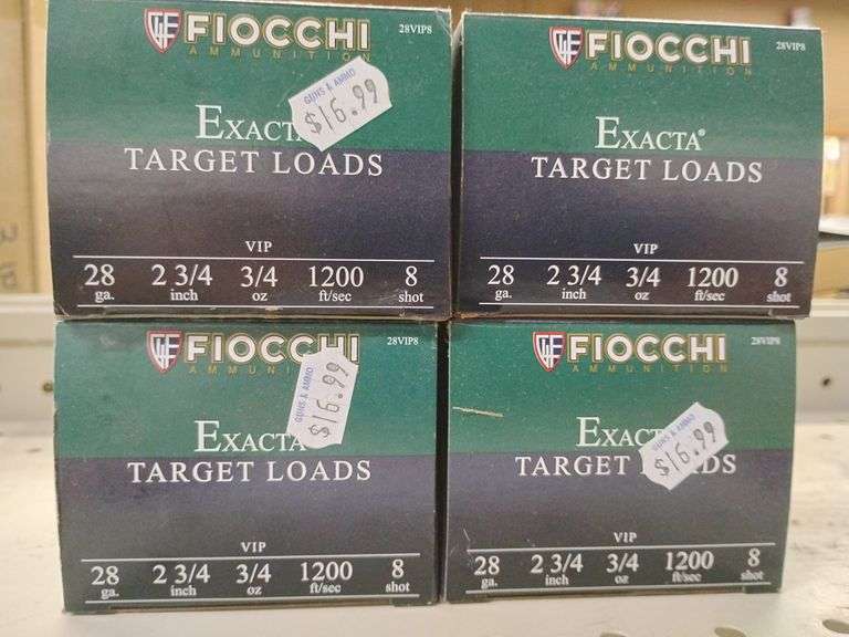 Fiocchi Exacta Target Loads 25 Shot Shells 28 Gauge 2 3/4 inch, 3/4 oz , 1200 ft/sec, 8 shot, 4 boxes image