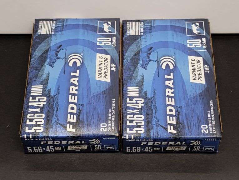 Two 20 Cartridge Boxes Federal 5.56 x 45 MM 50 Grain image
