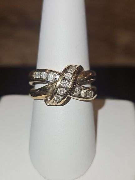 Ladies 10K gold & diamond ring size 8.5; 4.7 total grams DIAMONDS TESTED POSITIVE USING DIAMOND SELECTOR II TESTER... image