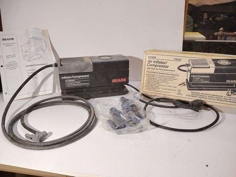 Inflator/Compressor Sears with High Air Flow Attachment. Used, untested. image