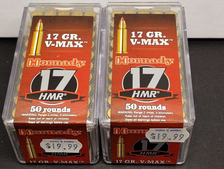 Two 50 Round Boxes Hornady 17 HMR V-Max 17 Grain image