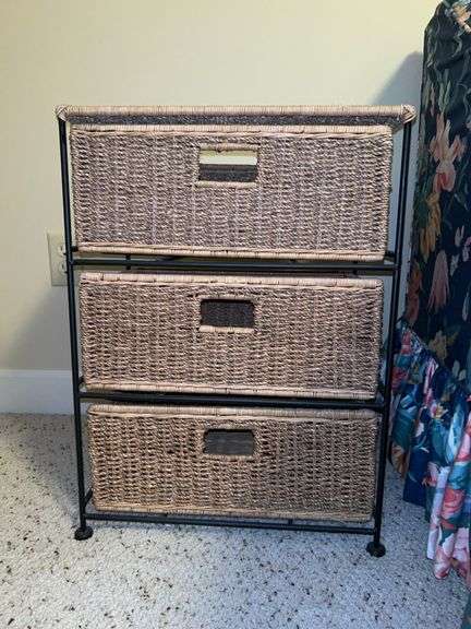 Very nice wrought iron base 3-drawer side table/craft supply table…..16 x 10-1/2 x 21-1/2 tall image