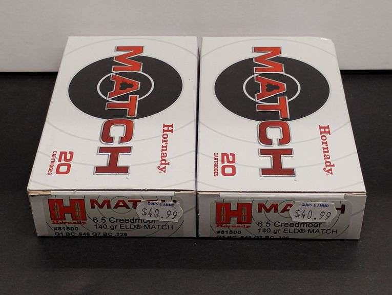 Two 20 Cartridge Boxes Hornady Match 6.5 Creedmoor 140 Grain ELD MATCH image