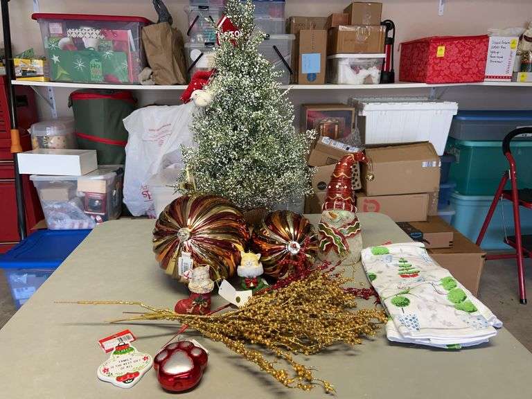 Grouping of new and used Christmas decor…..tree stands 23” tall and lighted snowman is not tested image