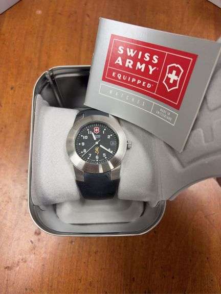 New Limited Edition Swiss Army Browning Stainless Steel Watch in Box image