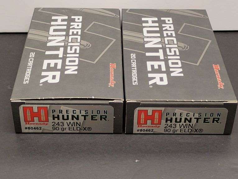 Two 20 Cartridge Boxes Hornady Precision Hunter 243 WIN 90 Grain ELD-X image