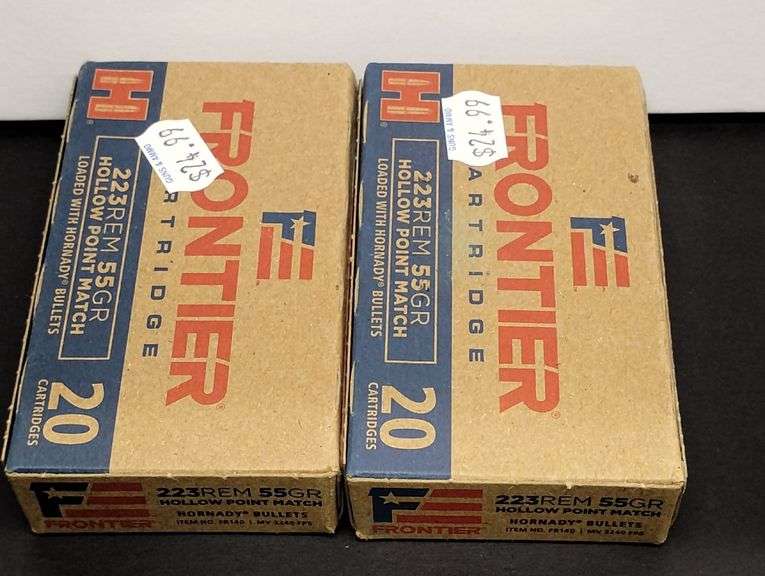 Two 20 Cartridge Boxes Frontier 5.56 NATO 55 Grain FMJ M193 Loaded with Hornady Bullets image