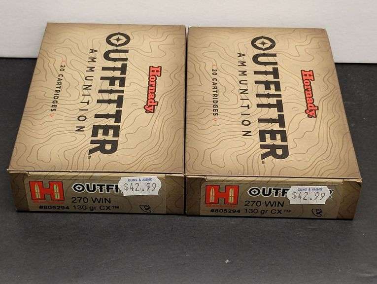 Two 20 Cartridge Boxes Hornady Outfitter 270 WIN 130 Grain CX image