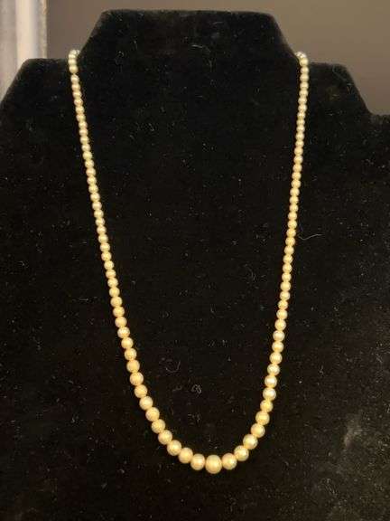 Vintage strand of dainty pearls with 14K white gold clasp image