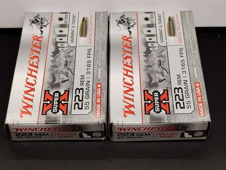 Two 20 Cartridge Boxes Winchester Super X 223 Rem. 55 Grain Boattail Hollow Point image