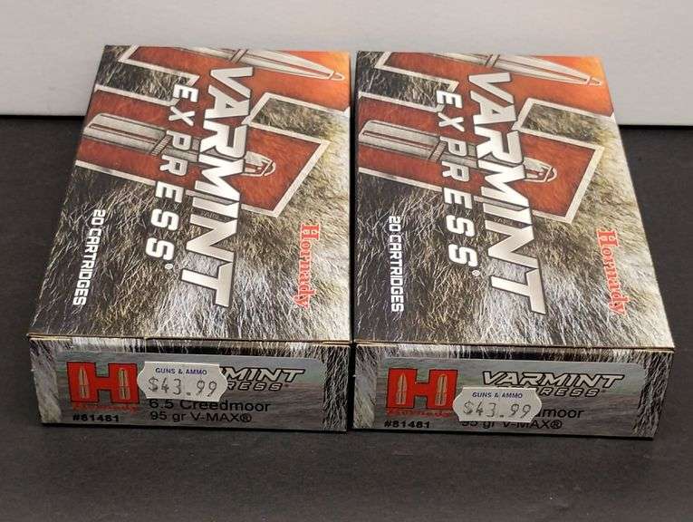 Two 20 Cartridge Boxes Hornady Varmint Express 6.5 Creedmoor 95 Grain V-MAX image