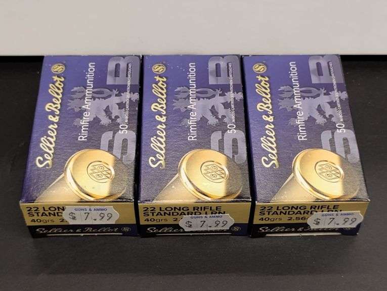 Three 50 Cartridge Boxes Sellier & Bellot 22 LR Rimfire 40gr image