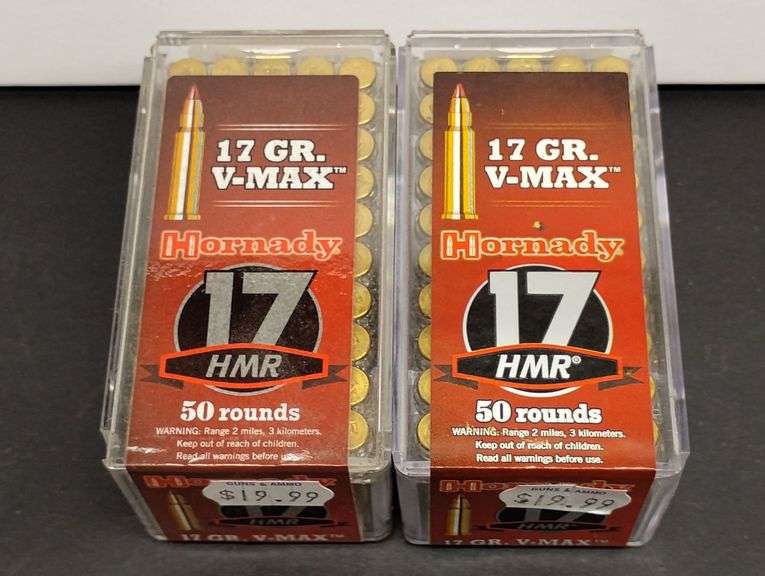 Two 50 Round Boxes Hornady 17 HMR V-Max 17 Grain image
